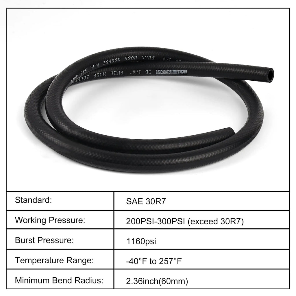 EVIL ENERGY 1/4 Fuel Hose Line SAE 30R7 Push Lock NBR Rubber 200PSI