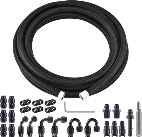 EVIL ENERGY 6AN 3/8" PTFE LS Swap EFI Fuel Line Fitting Kit E85 Nylon Braided Fuel Hose 10-26FT