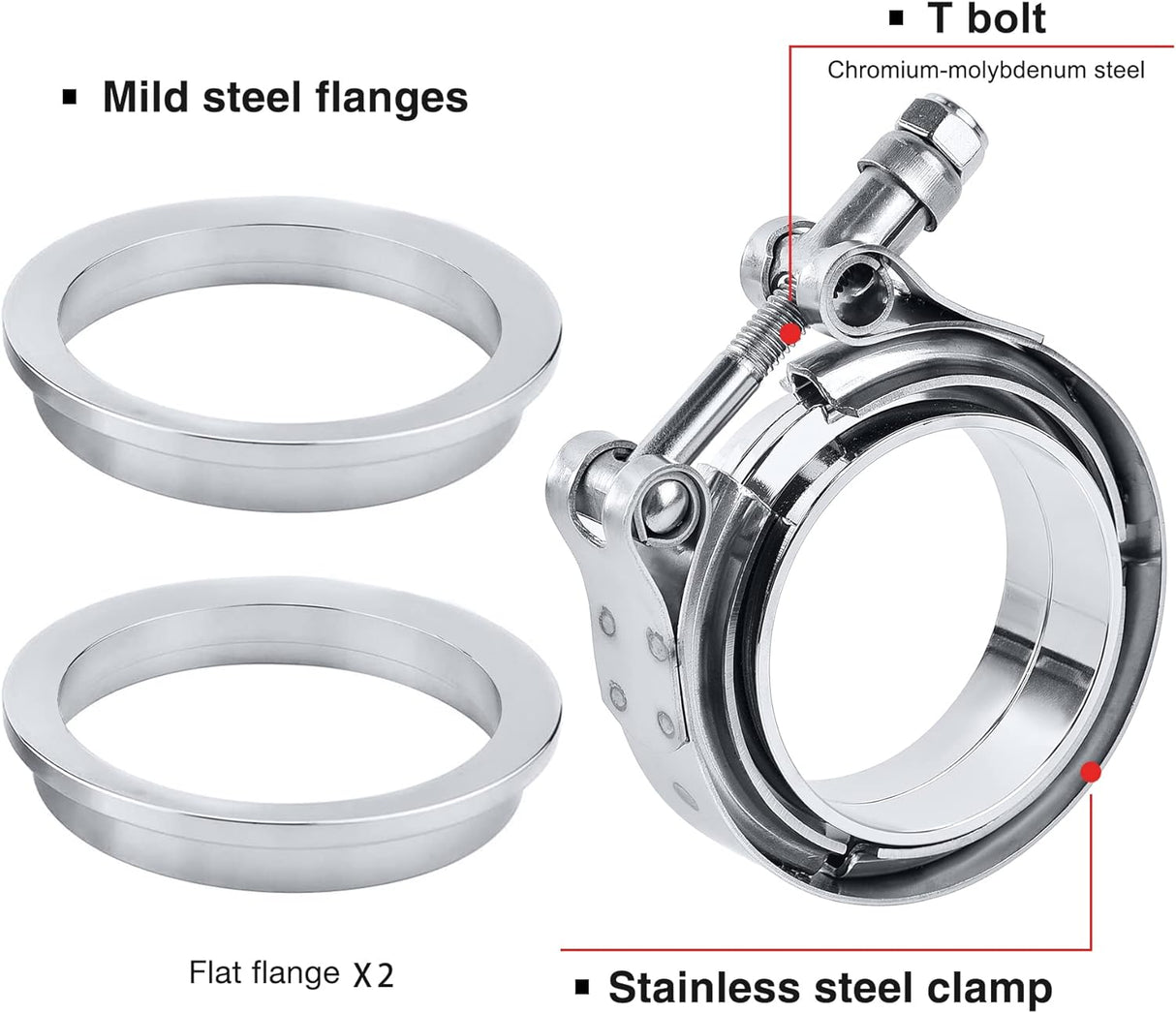 EVIL ENERGY V Band Clamp With Flange Male Female Stainless Steel Mild Steel Flange (1.5-5.0inch)