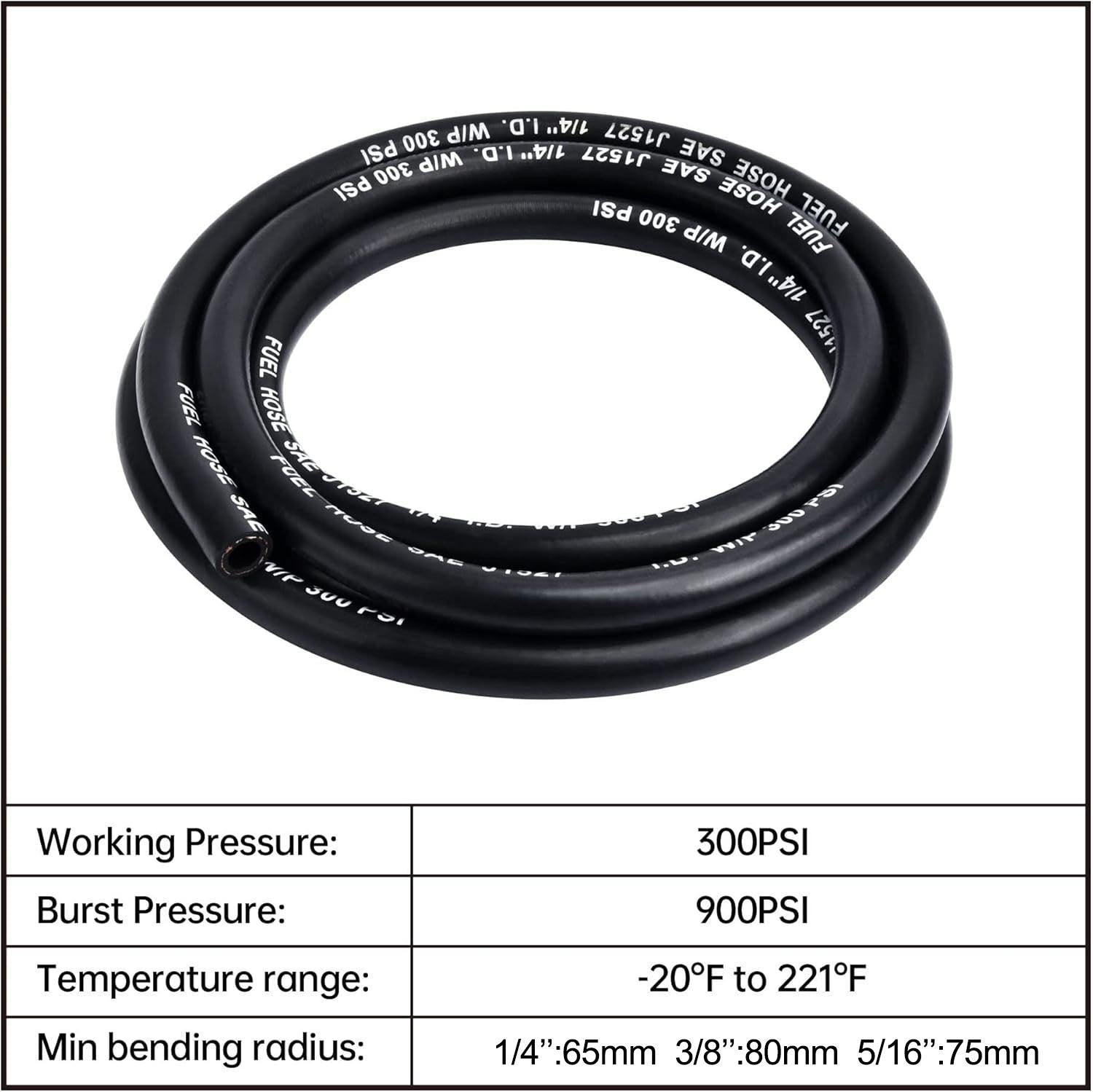 EVIL ENERGY Fuel Line Marine Rubber Hose Type A1-15 SAE J1527 25FT（3/8 1/4 5/16 Inch ）