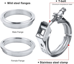 EVIL ENERGY V Band Clamp With Flange Male Female Stainless Steel Mild Steel Flange (1.5-5.0inch)