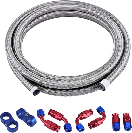 EVIL ENERGY 4/6/8/10AN PTFE Fuel Line Fitting Kit E85 Nylon Braided Fuel Hose 10-20FT Optional