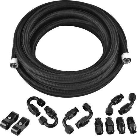 EVIL ENERGY 4/6/8/10AN PTFE Fuel Line Fitting Kit E85 Nylon Braided Fuel Hose 10-20FT Optional