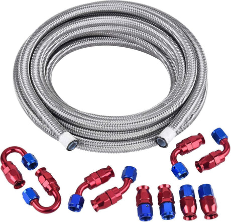 EVIL ENERGY 4/6/8/10AN PTFE Fuel Line Fitting Kit E85 Nylon Braided Fuel Hose 10-20FT Optional