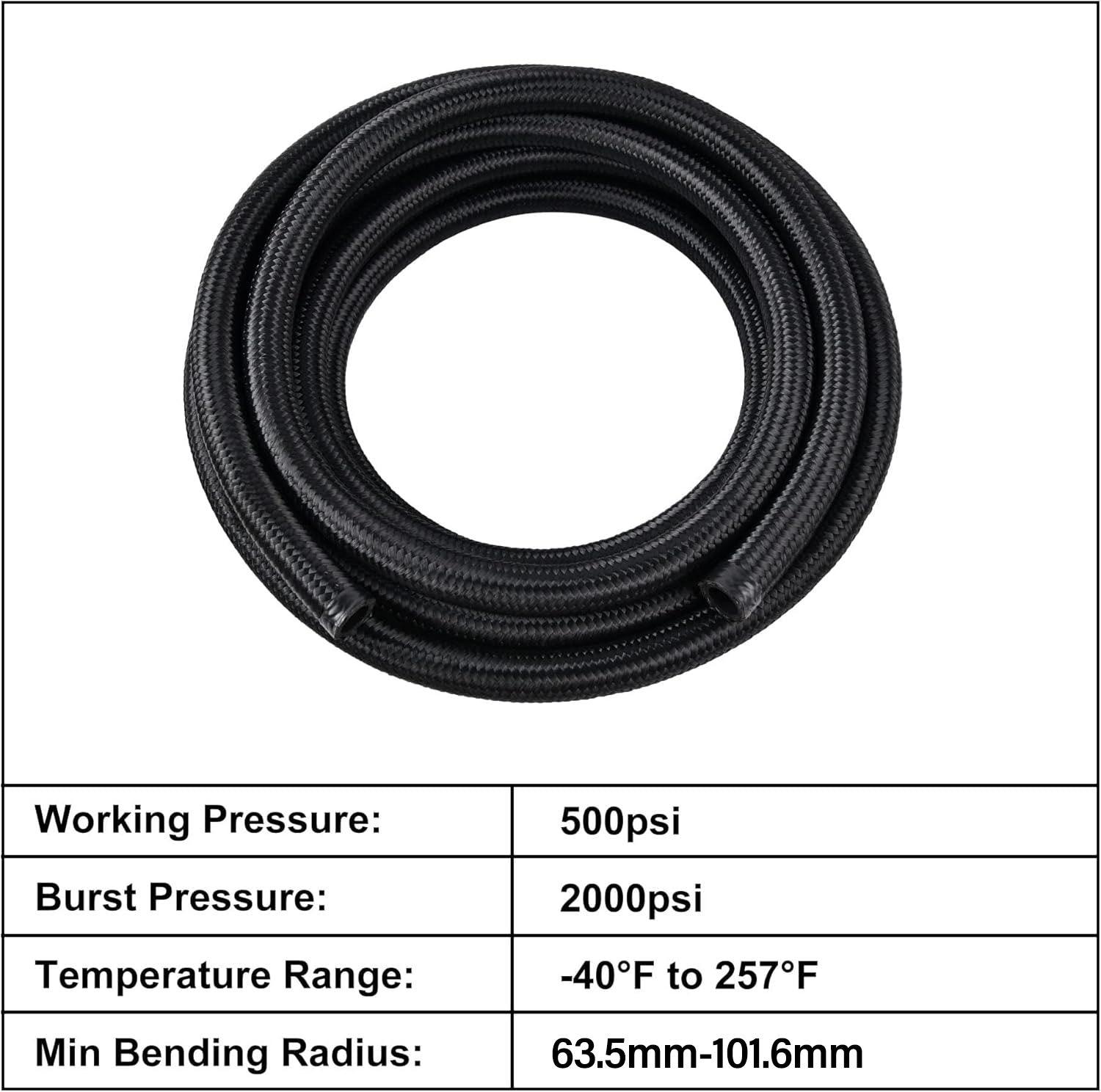 Fuel Line and Fittings Kit Braided Nylon Fuel Hose CPE Black&Red 4/6/8/10/12AN| 10-20FT |  EVIL ENERGY