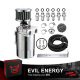 EVIL ENERGY Baffled Oil Catch Can Oil Separator Catch Can with Breather Filter 300ml Universal[silver,with Breather Filter]