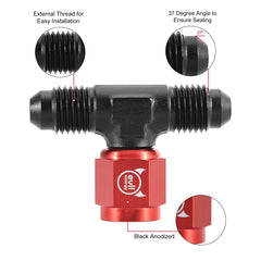 EVIL ENERGY AN Male Tee Fitting Adaptor with Female Swivel on Side Red&Black（4/6/8/10AN）