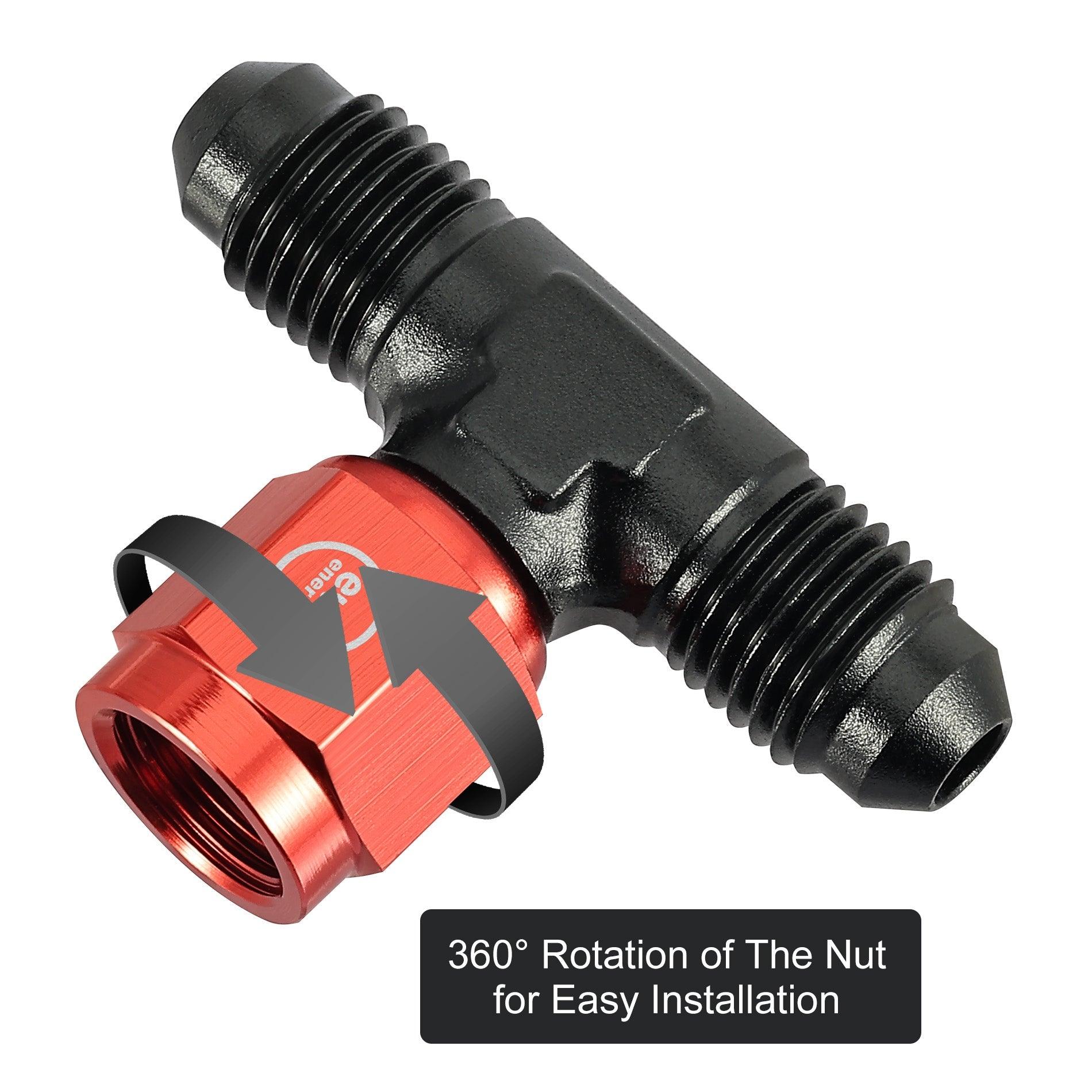 EVIL ENERGY AN Male Tee Fitting Adaptor with Female Swivel on Side Red&Black（4/6/8/10AN）