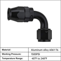 Evilenergy EVIL ENERGY PTFE Hose End Fitting 90 Degree Black for PTFE Hose Only (3/4/6/8/10AN )