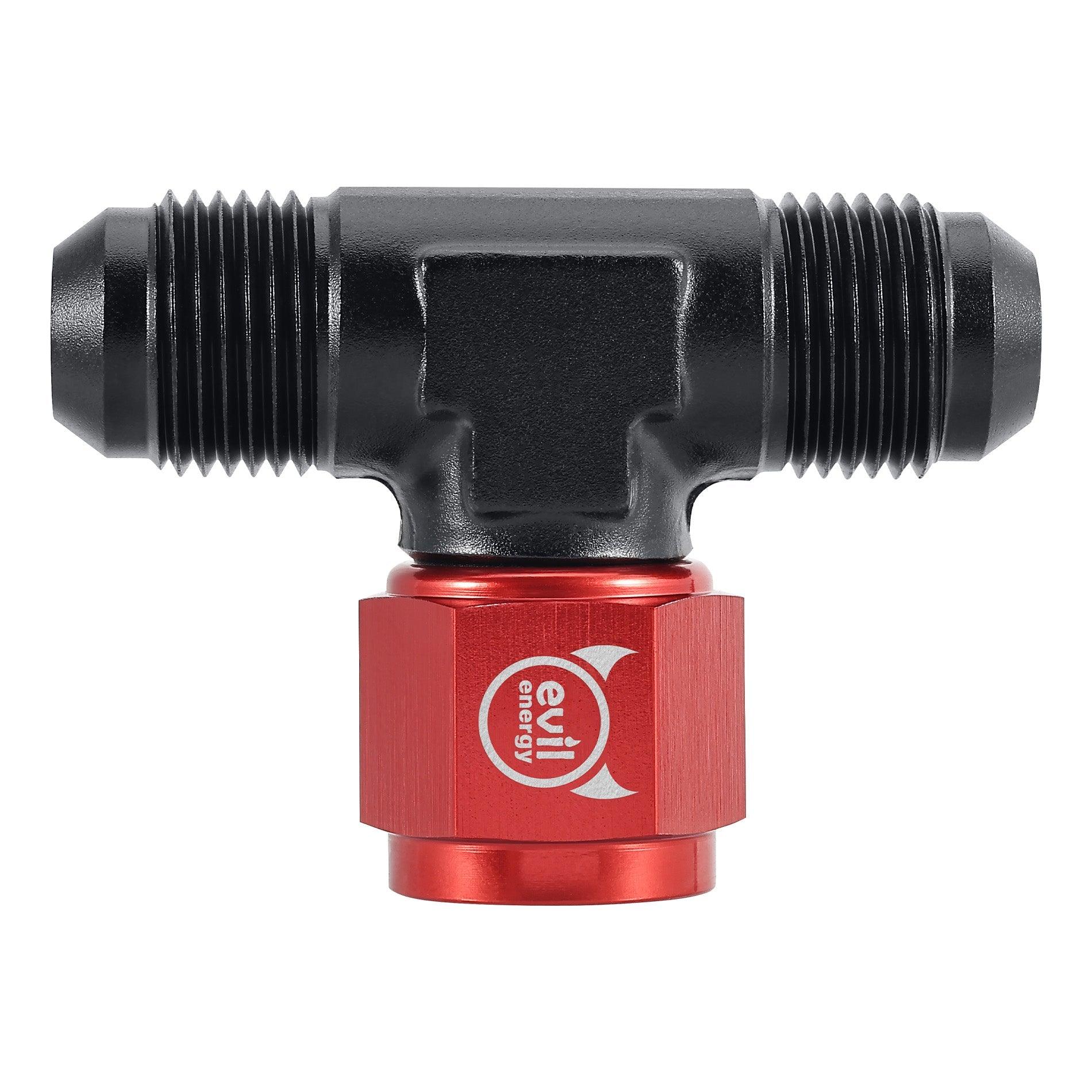 EVIL ENERGY AN Male Tee Fitting Adaptor with Female Swivel on Side Red&Black（4/6/8/10AN）