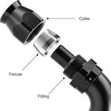 PTFE One Piece Full Flow End Hose Fitting Aluminum Black (4/6/8/10/12AN)|EVIL ENERGY