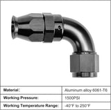 PTFE One Piece Full Flow End Hose Fitting Aluminum Black (4/6/8/10/12AN)|EVIL ENERGY