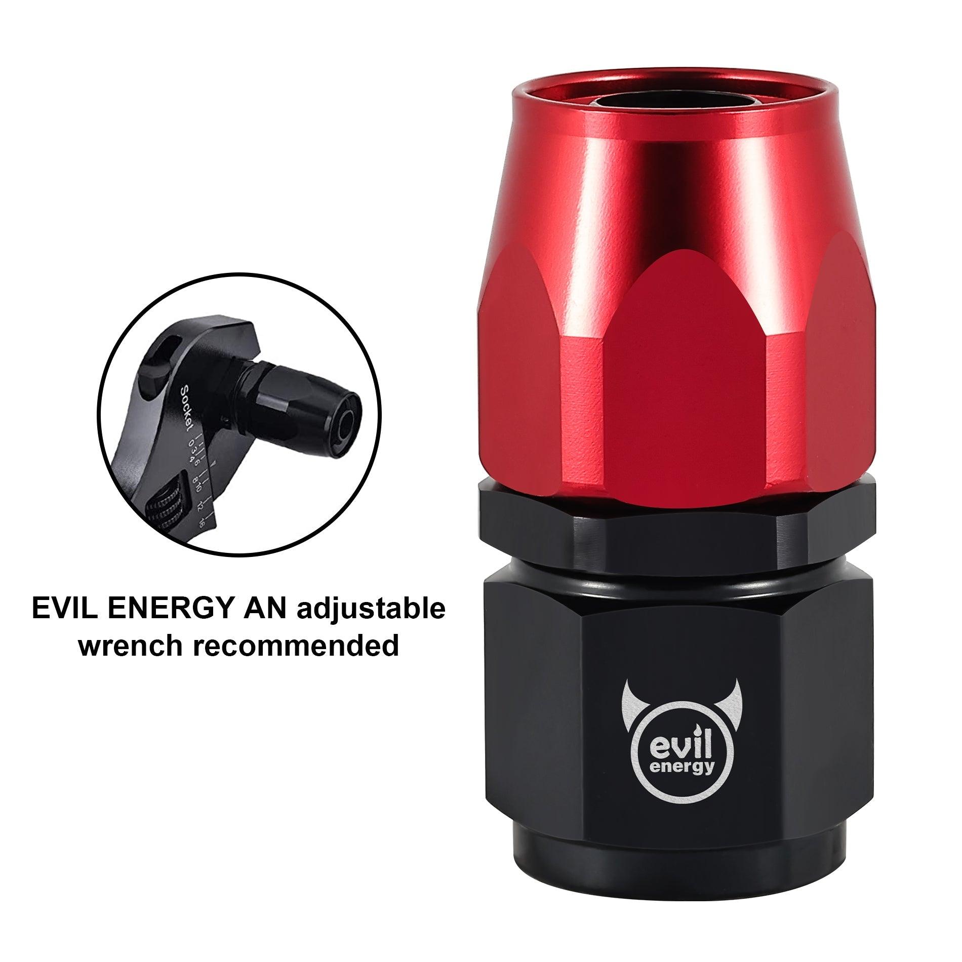 EVIL ENERGY AN Hose End Fitting Red&Black Swivel Aluminum (4/6/8/10/12AN)