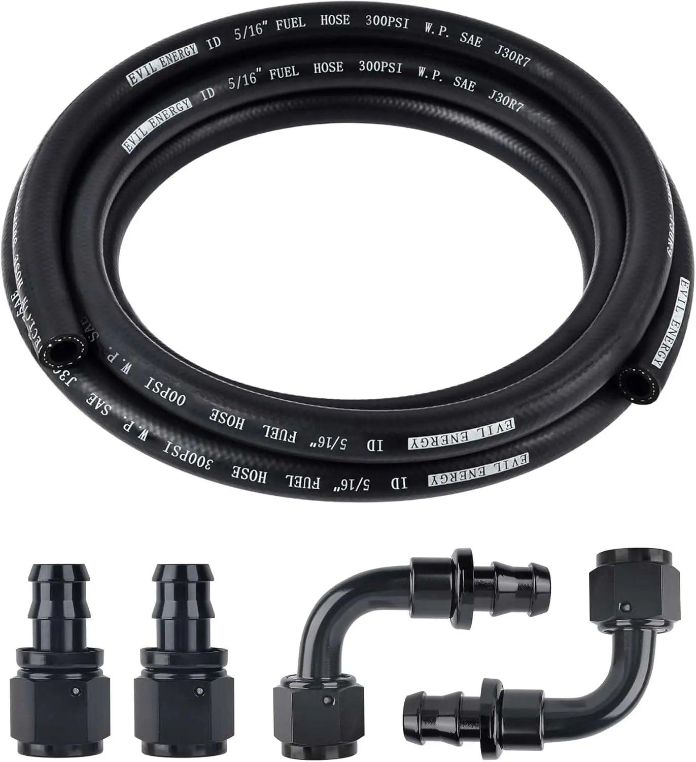 EVILENERGY EVIL ENERGY  Push Lock Hose Kit Fuel Hose Line Kit NBR SAE 30R7 10FT (4/6/8/10/12AN)