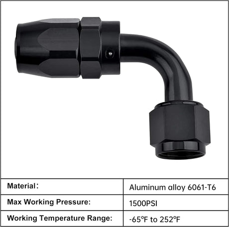 evilenergy EVIL ENERGY AN Hose End Fitting 90 Degree Swivel Aluminum Black (4/6/8/10/12AN)