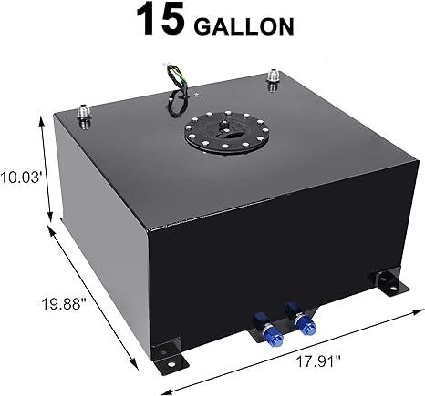 EVIL ENERGY Fuel Cell Gas Tank with Level Sender Black Street Drift Aluminum [15 Gallon]