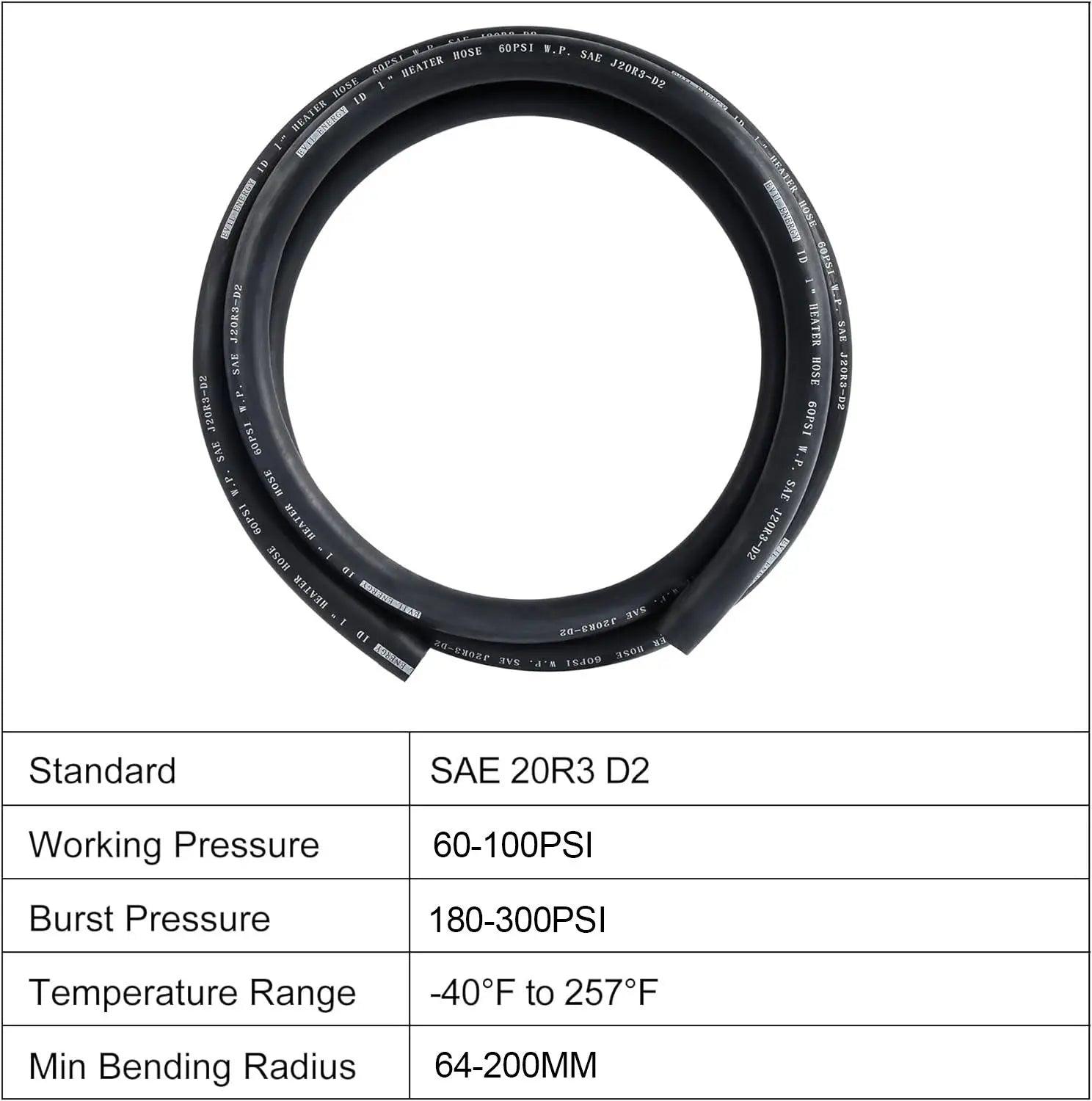 EVILENERGY EVIL ENERGY Heater Hose Coolant Radiator Straight 100PSI SAE 20R3 (5/8'' 1/2'' 3/4'' 3/8'' 5/16'' 1'')