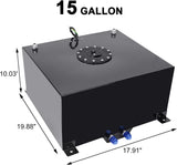 EVIL ENERGY 15-Gallon Fuel Cell Gas Tank Kit with 300LPH Inline Fuel Pump, 6AN PTFE Fuel Line, Fuel Filter, and Pressure Regulator - High-Performance Fuel System