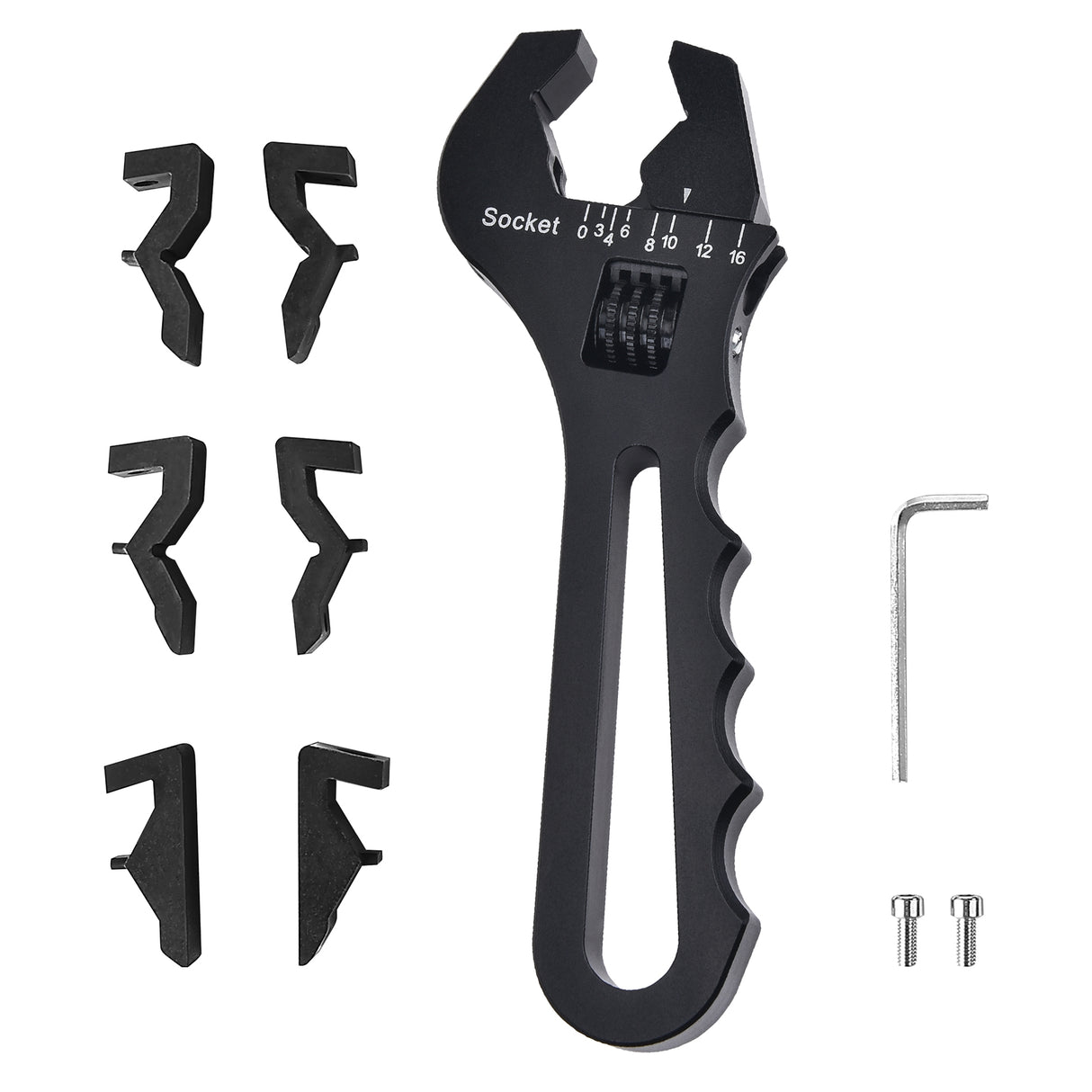 EVIL ENERGY Non Marring Wrench Adjustable AN Fitting Wrench 3-16AN Spanner Aluminum [Black]