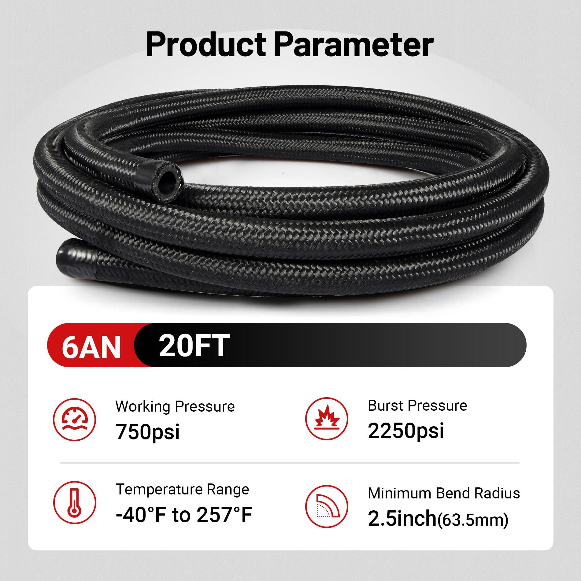 EVIL ENERGY LS Swap Fuel Line &Fuel Filter Kit|6AN - 20FT CPE/PTFE Hose, 58 PSI LS Fuel Filter, High-Pressure Rated