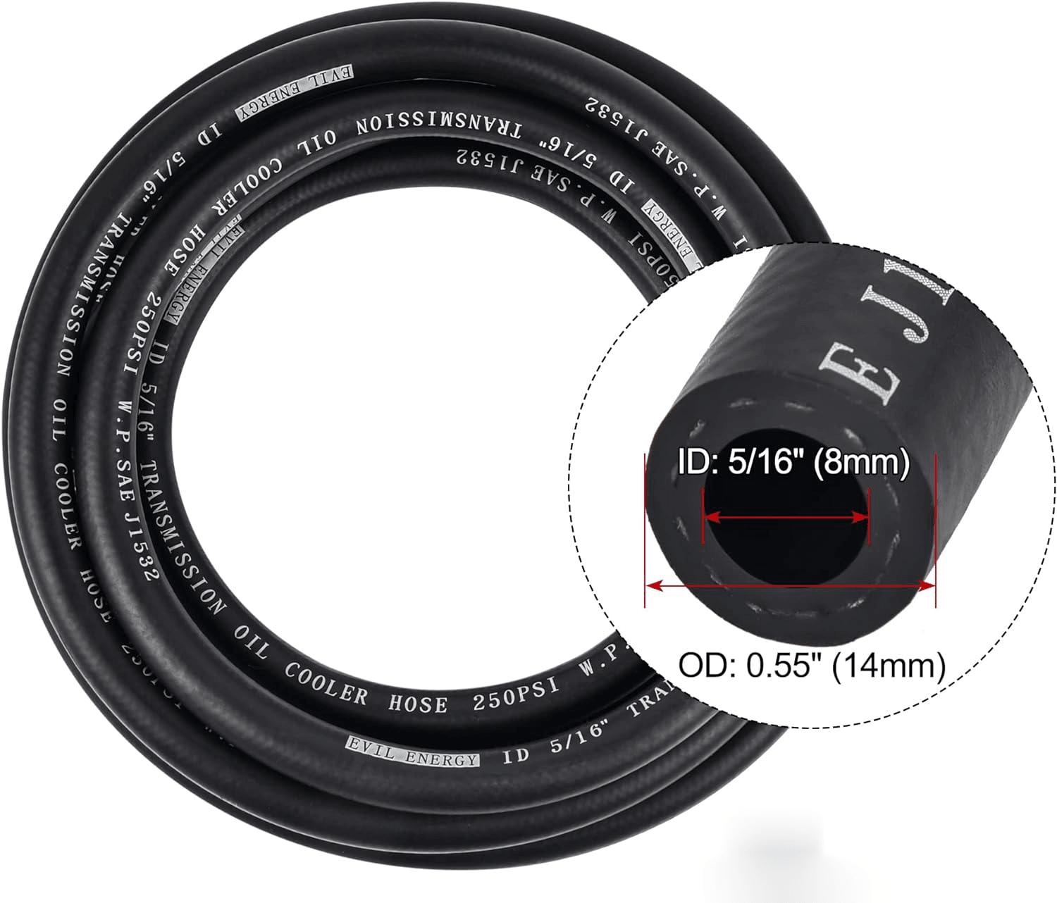 EVIL ENERGY Transmission Oil Cooler Hose 250PSI SAE J1532（5/16 3/8 1/2inch）
