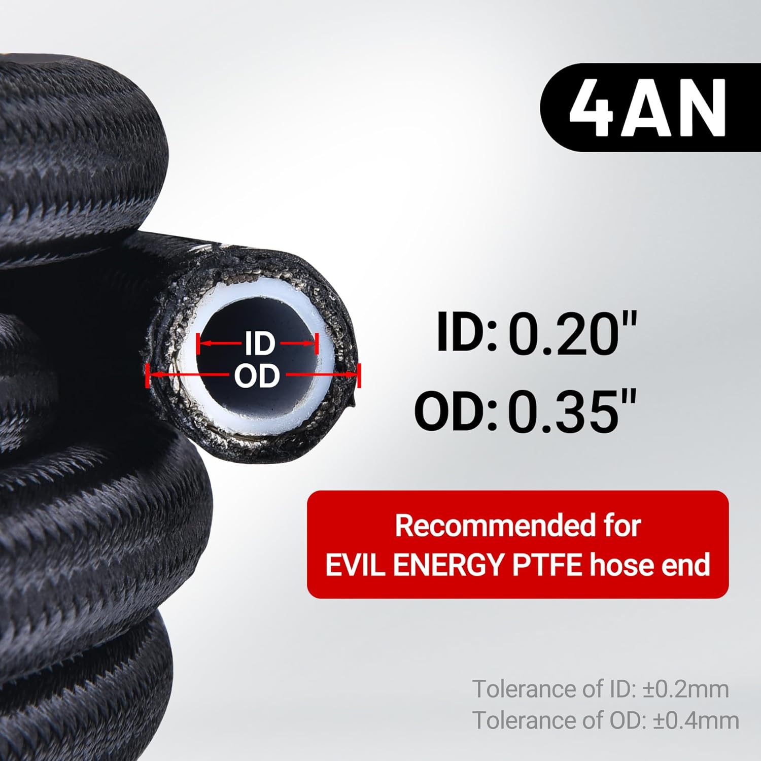 EVIL ENERGY 4AN PTFE E85 Fuel Line Nylon Braided Fuel Hose 10FT