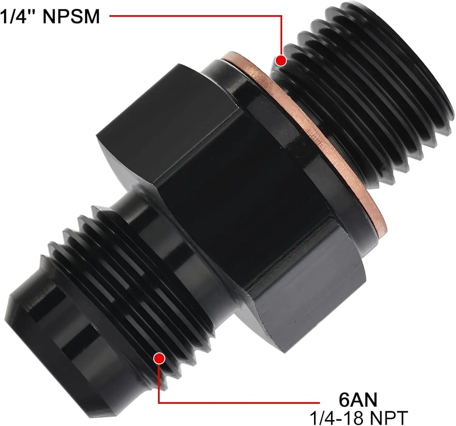 EVIL ENERGY EVIL ENERGY 6AN Male to 1/4" NPSM Transmission Cooler Fitting Adapter Aluminum Fits TH350 TH400 4L60E 700R4 200-4R TR6060 AOD 4R100 4R70W C5