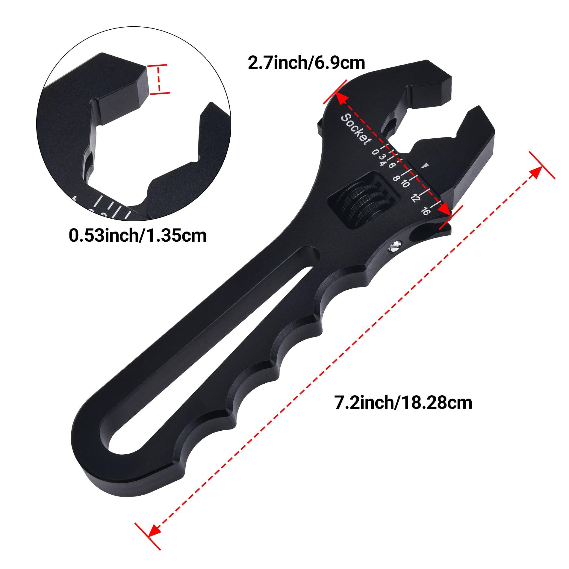 EVIL ENERGY Non Marring Wrench Adjustable AN Fitting Wrench 3-16AN Spanner Aluminum[Black]