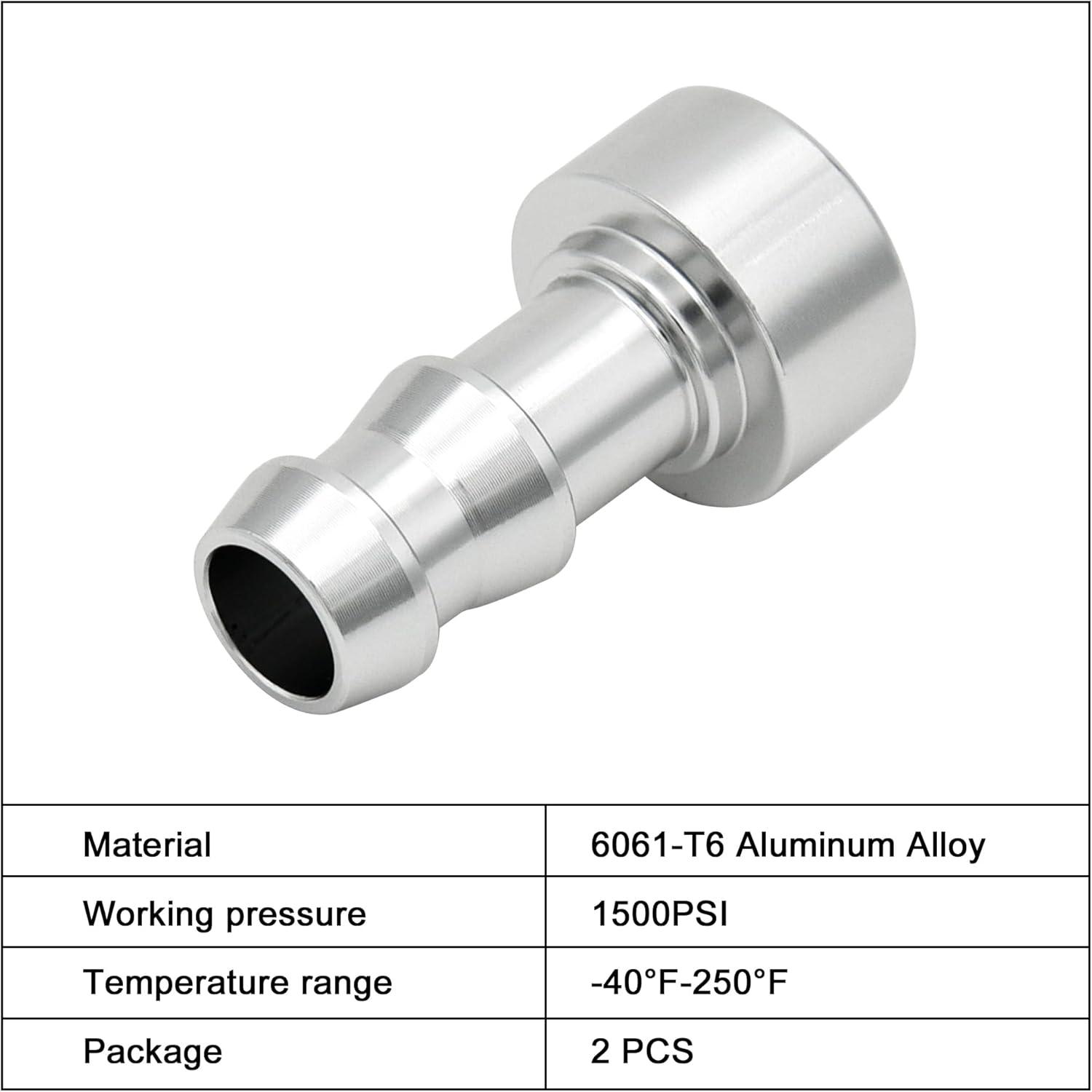 EVIL ENERGY Weld On Hose Barb Tail Nipple On Bung Fitting Adapter Natural Aluminum 2PCS