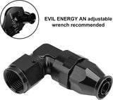 EVIL ENERGY PTFE Hose End Fitting 90 Degree Black Tight Radius Aluminum for Teflon Hose Only