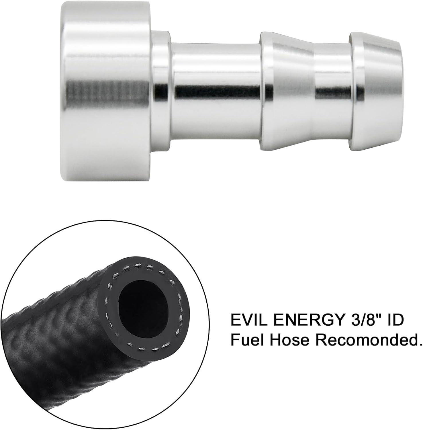 EVIL ENERGY Weld On Hose Barb Tail Nipple On Bung Fitting Adapter Natural Aluminum 2PCS