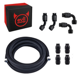 PTFE Fuel Line Fitting Kit 4/6/8/10AN Nylon Braided Fuel Hose 10-25FT Optional | EVIL ENERGY