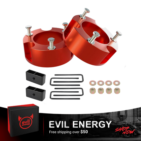 EVIL ENERGY 3 inch Front and 2 inch Rear Leveling Lift Kit For Toyota 2005-2023 Tacoma 2WD 4WD (6 lugs only) 2003-2023 4Runner and 2007-2015 FJ Cruise Suspension Forged Strut Spacers