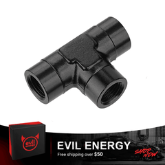 EVIL ENERGY NPT Female Tee Fitting Adapter T Union Aluminum Black