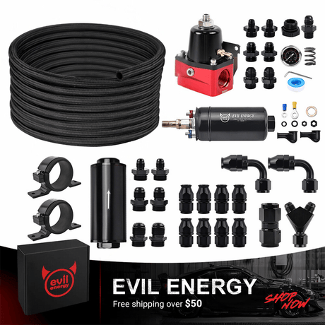 EVIL ENERGY CPE/PTFE LS Swap fuel  kit ,Fuel Filter, 6AN Fuel Line & Fittings | 30-70PSI Fuel Pressure Regulator | Fuel Pump