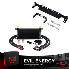 EVIL ENERGY Universal 10AN Transmission & Engine Oil Cooler Kit with Mounting Bracket (13-13.4 inch)