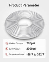 EVIL ENERGY  Aluminum Coiled Fuel Line Hard Tubing Kit 1060 Grade Aluminum Tube 25FT （3/8 5/16 inch）