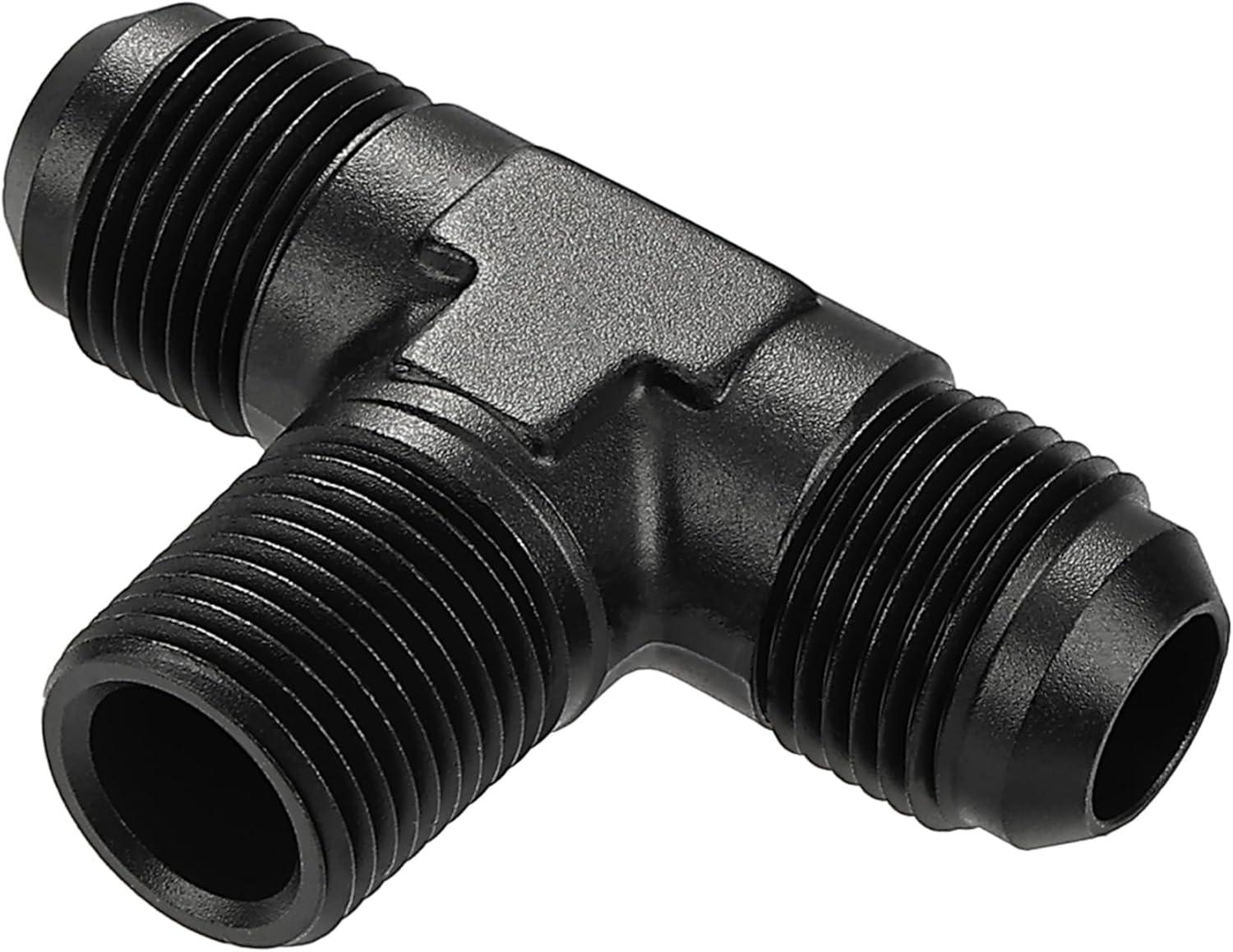 EVIL ENERGY AN Tee Male Flare to NPT on Side Branch T Fitting Adapter Aluminum Black