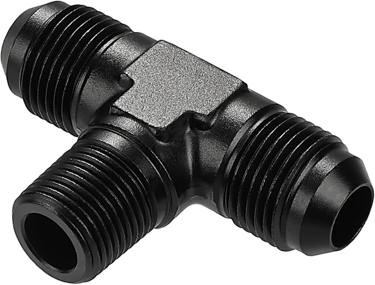 EVIL ENERGY AN Tee Male Flare to NPT on Side Branch T Fitting Adapter Aluminum Black