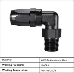 EVIL ENERGY NPT Male to AN 90 Degree Hose End Fitting Swivel for CPE Braided Hose