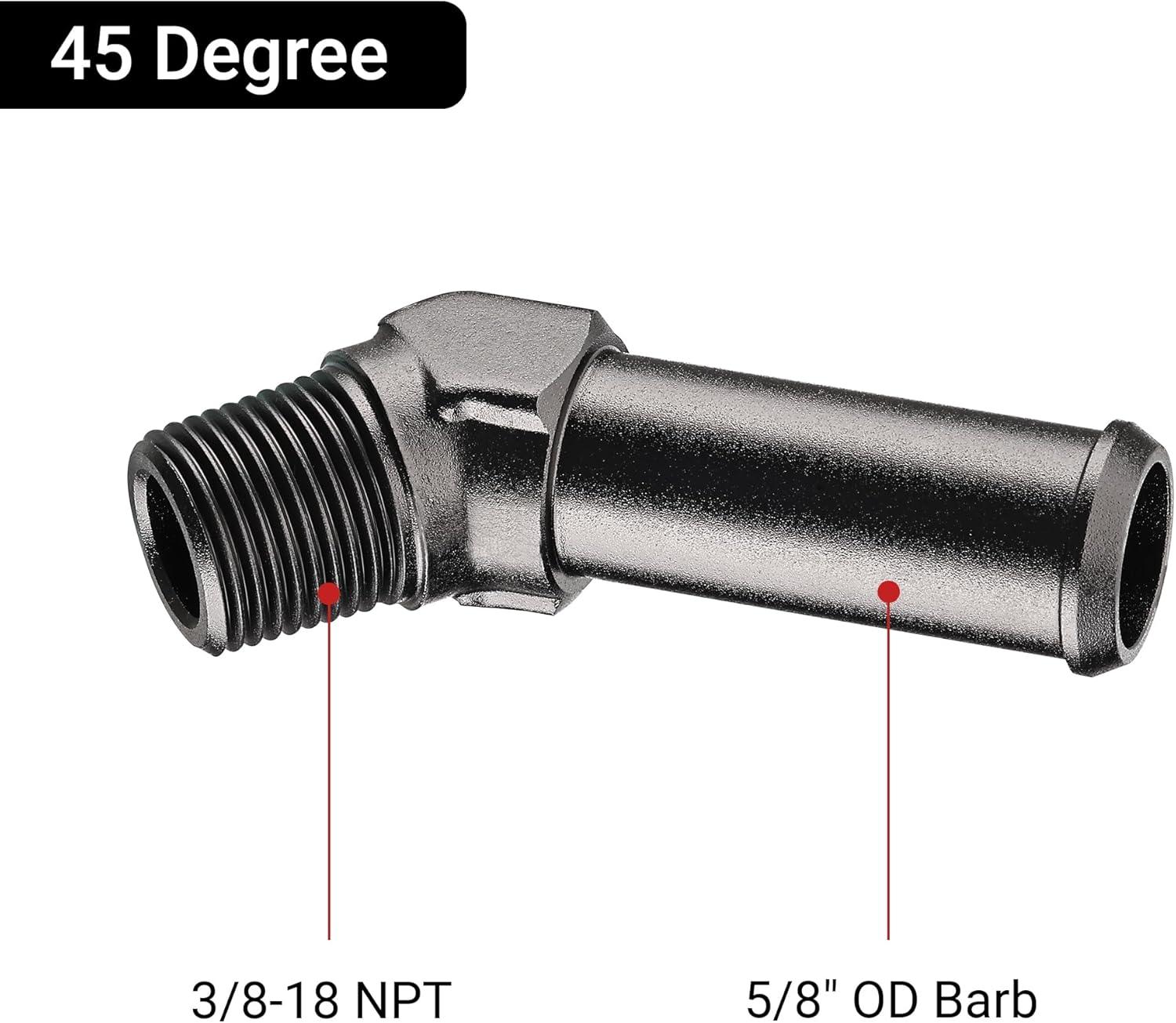 EVIL ENERGY NPT Male to Barb Fitting Adapter 45 Degree Aluminum Black