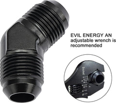 EVIL ENERGY AN Male to Male Flare 45/90 Degree Union Coupler Fitting Coupling Aluminum Black (	3/4/6/8/10/12AN)