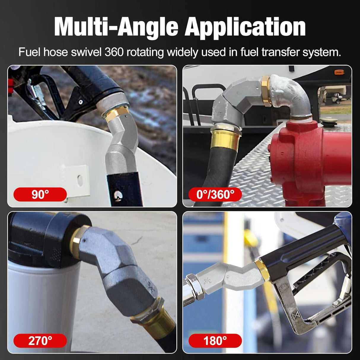 EVIL ENERGY NPT Fuel Transfer Hose Swivel 360 Rotating Connector for Fuel Nozzle Multi Plane Swivel