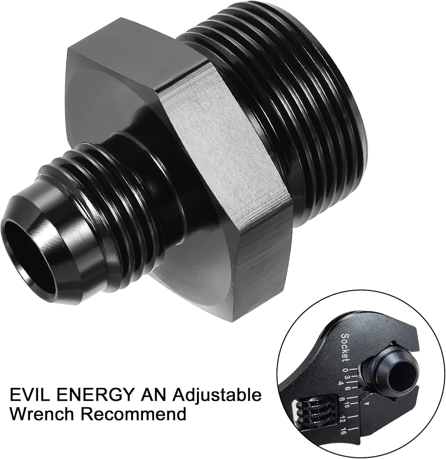 EVIL ENERGY 6AN Male Flare to Male Carb Carburetor Fuel Inlet Fitting Adapter Aluminum Black