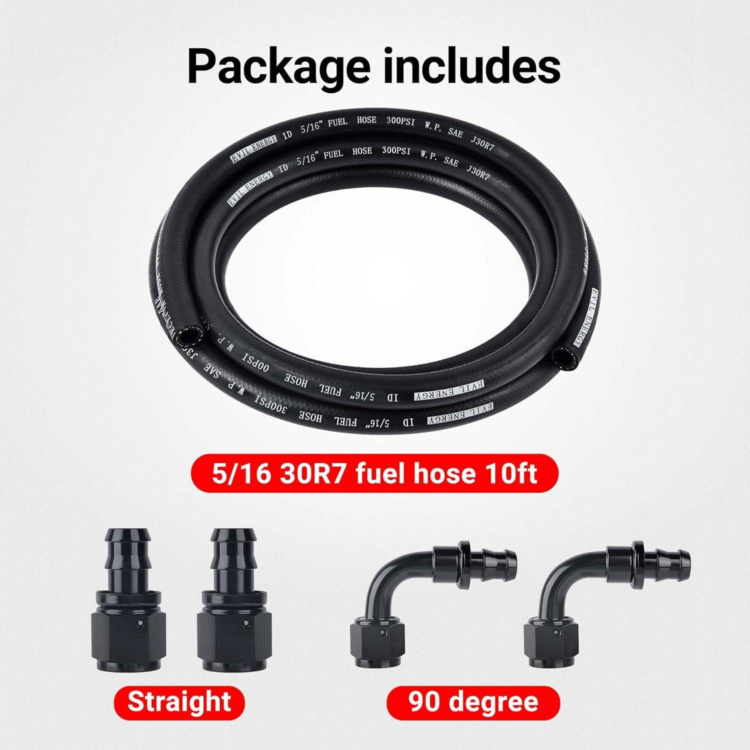 EVIL ENERGY  Push Lock Hose Kit Fuel Hose Line Kit NBR SAE 30R7 10FT (4/6/8/10/12AN)