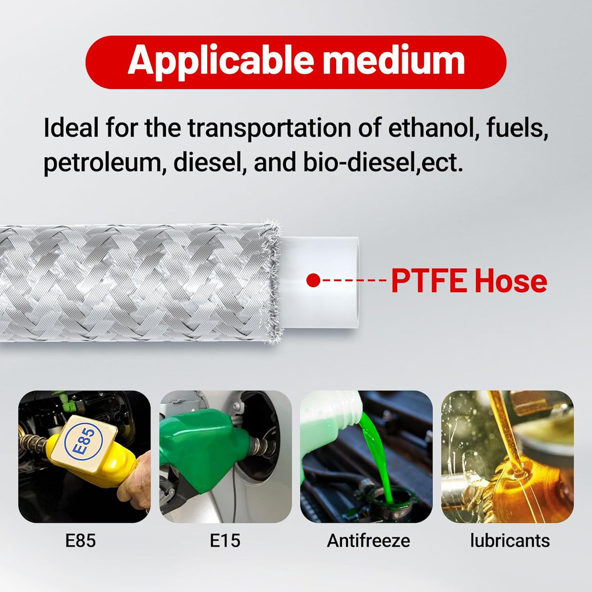 EVIL ENERGY 6/10AN PTFE Fuel Line Kit E85 Stainless Steel Braided Hose 16FT
