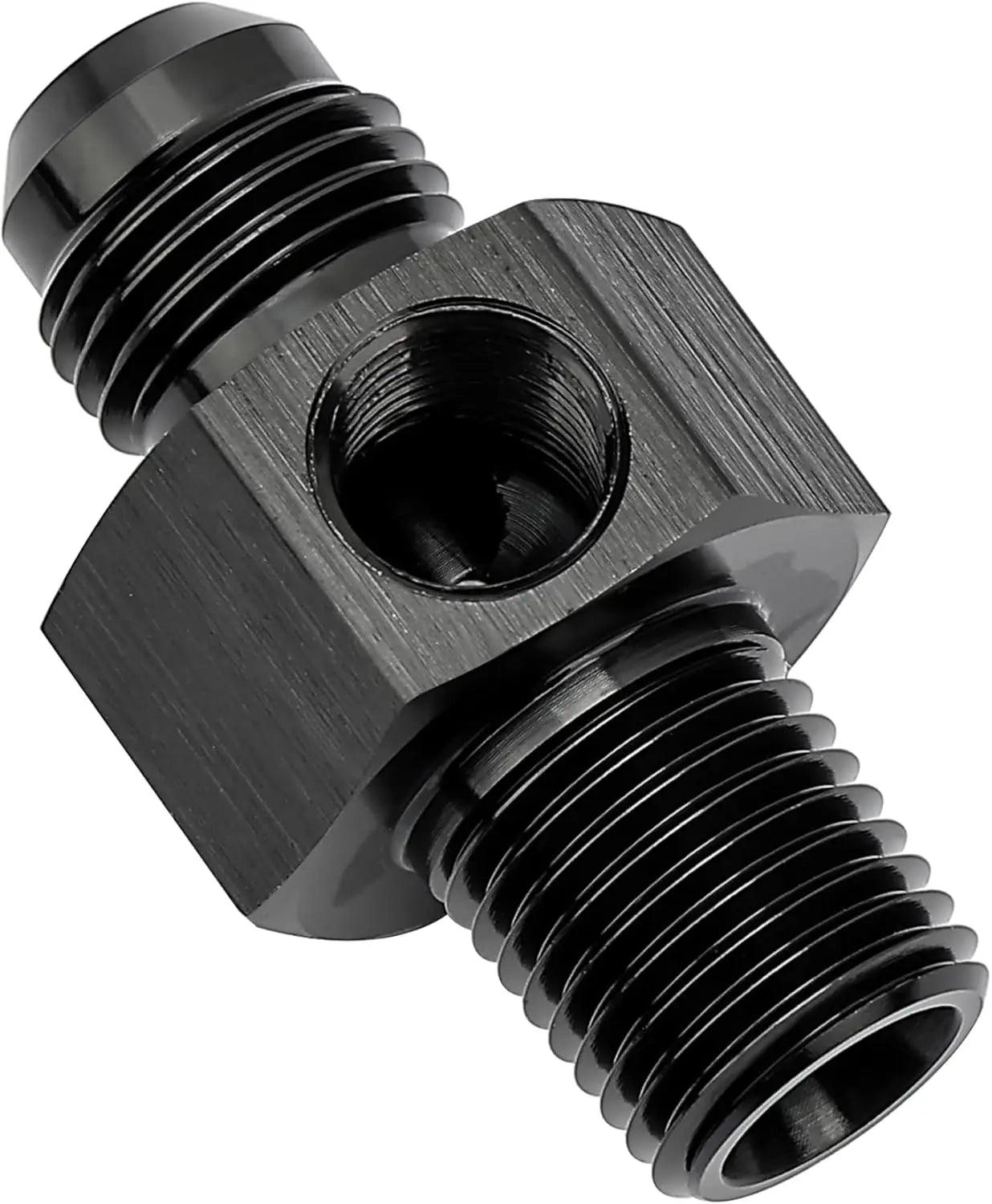 EVIL ENERGY EVIL ENERGY AN to NPT with 1/8 NPT Gauge Port Fuel Pressure Take Off Fitting Adapter Aluminum