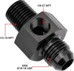 EVIL ENERGY EVIL ENERGY AN to NPT with 1/8 NPT Gauge Port Fuel Pressure Take Off Fitting Adapter Aluminum