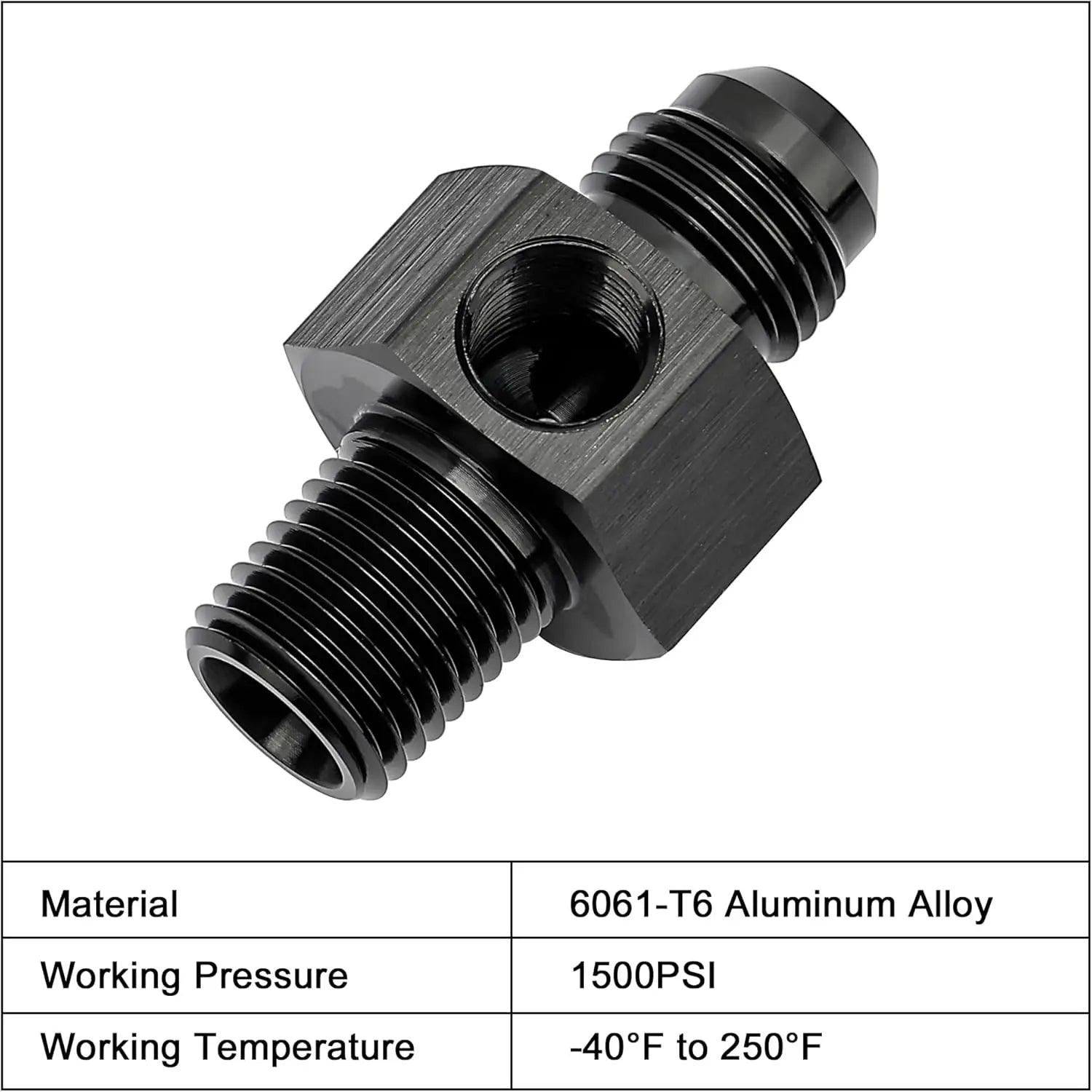 EVIL ENERGY EVIL ENERGY AN to NPT with 1/8 NPT Gauge Port Fuel Pressure Take Off Fitting Adapter Aluminum