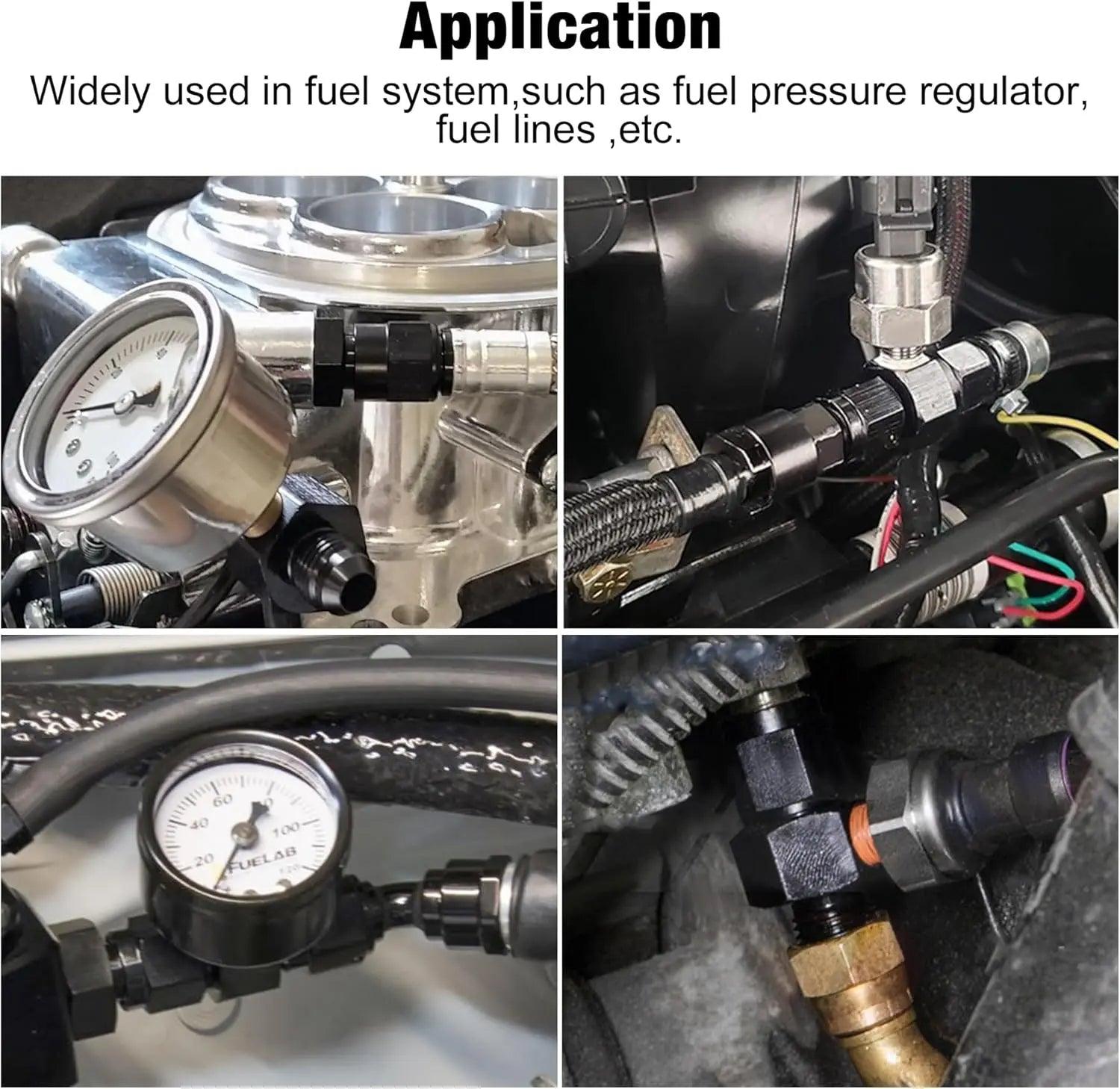 EVIL ENERGY EVIL ENERGY AN to NPT with 1/8 NPT Gauge Port Fuel Pressure Take Off Fitting Adapter Aluminum